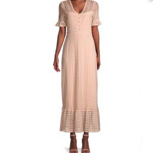 NWT BCBGMAXAZRIA Lace-Overlay Maxi Dress in Peach